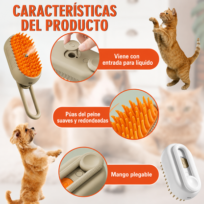 PetSteam Pro 3 en 1 - Cepillo Vapor Masaje para Mascotas